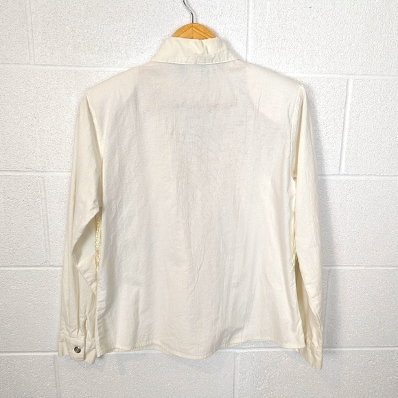 VINTAGE Lilia Smitty Western Cotton Button Up Ivory EUC Fringe Silver Cowgirl - Picture 11 of 14